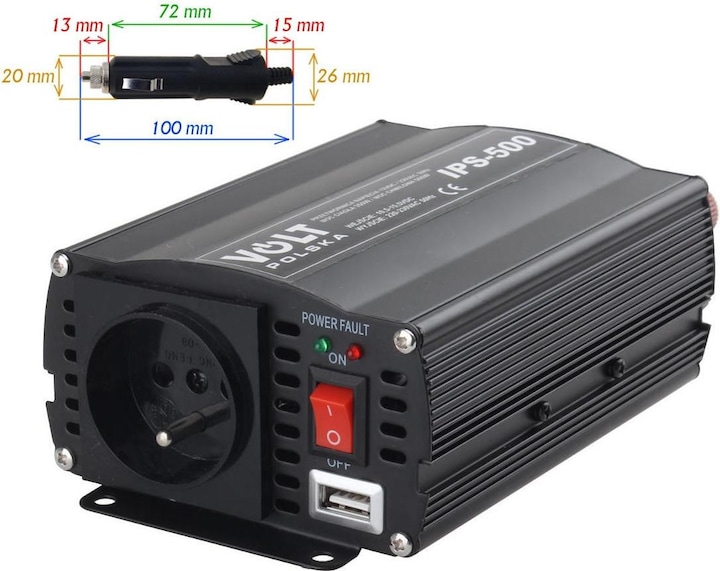 NoName PRZETWORNICA VOLT POLSKA IPS-500 12V / 230V 350/500 W