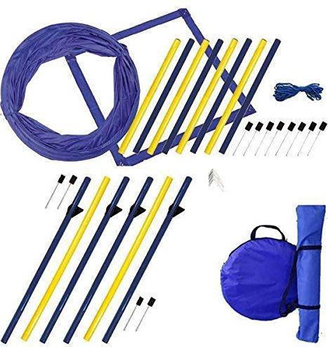 Immagine prodotto Petcenter Set agilità XXL - 1 tunnel 60x152 cm, 8 aste da slalom, 2 salti, 1 fascia da boxe (Taglia unica, Destrezza)