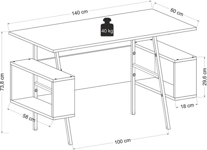 Produktbild Kalune Design Mordechai (140 x 60 x 73.80 cm)