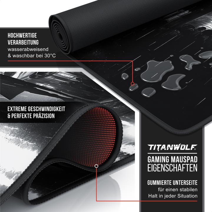 Image du produit Titanwolf Mauspad XXL Speed Mousepad 900 x 400 x 3 mm, abwaschbar, Geschwindigkeit & Präzision, Sumi-e Flower (XXL)