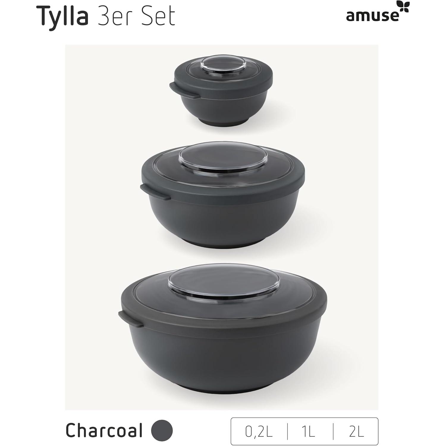 Thumbnail - Amuse Tylla Speiseschale 3er Set 200+1000+2000 Ml, Lunchbox, Schwarz