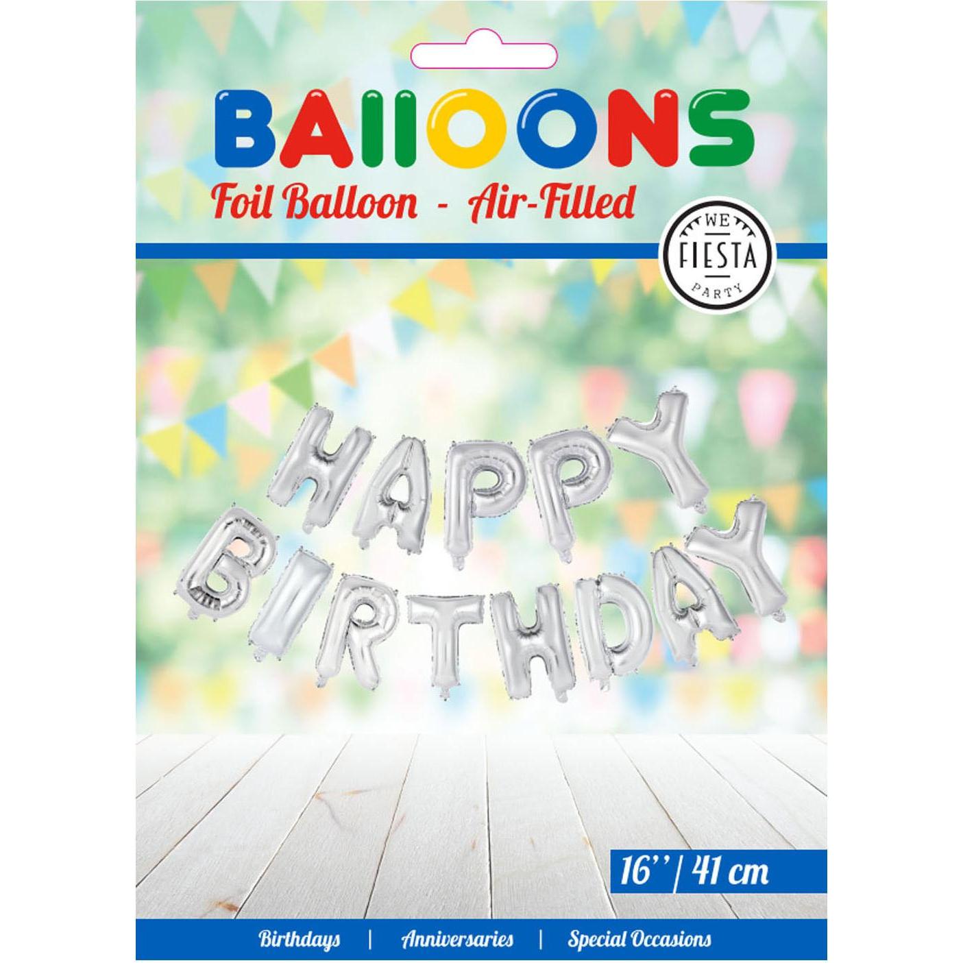Thumbnail - Globos Folienballontext „Alles Gute zum Geburtstag“ Silber