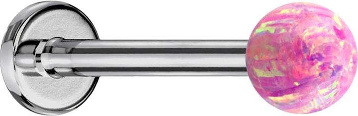 Image du produit Star Piercing Micro Labret argenté avec boule opale rose (Titane G23, sans laiton)