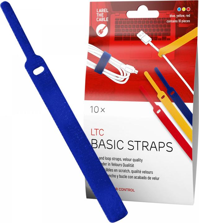 Actual product image Label-the-cable LTC BASIC 10 Power hook and loop binder rt, gb, bl (Velcro cable ties, 170 mm, 10 pcs.)