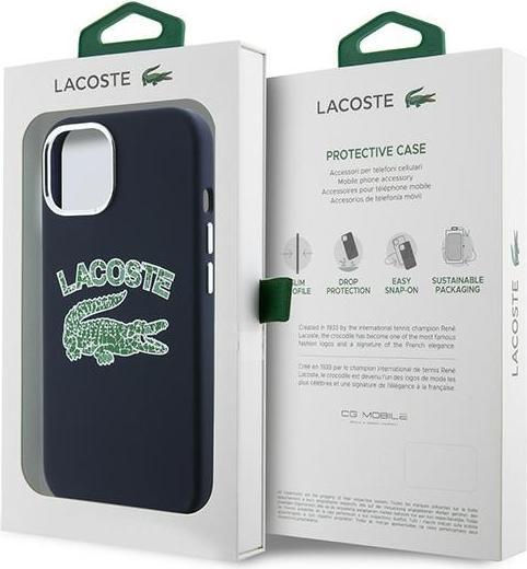 Produktbild Lacoste LCHMP15SUCRV iPhone 15 / 14 / 13 6.1" granatowy/marine hardcase Silicone Cracked Logo MagSaf (Apple iPhone 15)