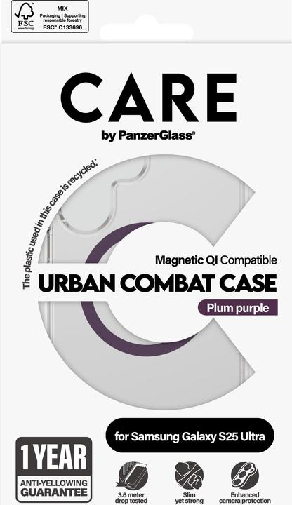 Produktbild PanzerGlass CARE by ® Flagship Case Transparent Urban Combat m. Plum Purple Qi Compatible Samsung Ga (Samsung Galaxy S25 Ultra)