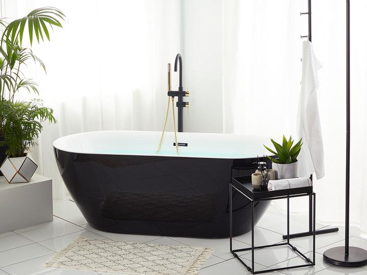 Produktbild Beliani Badewanne freistehend schwarz oval 150 x 75 cm CARRERA (202 l, 150 cm, 75 cm)