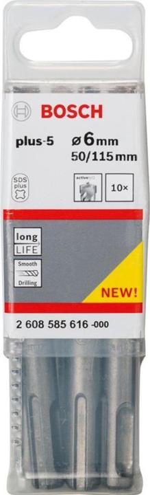Produktbild Bosch Professional Zubehör Hammerbohrer SDS plus-5, 6 x 50 x 115 mm, 10er-Pack (6 mm)