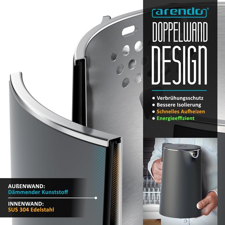 Produktbild Arendo Wasserkocher mit Temperatureinstellung (45-100°C) (1.50 l)