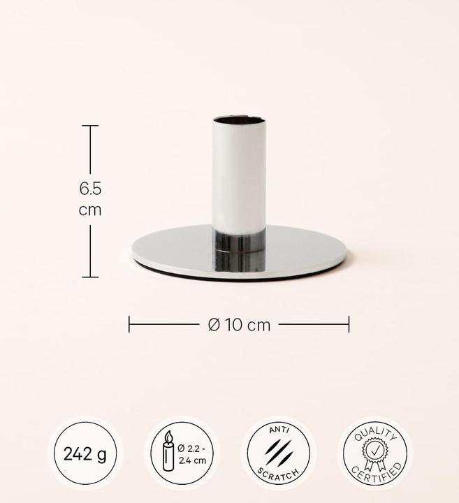 Image du produit Esmée Bougeoir pour bougies sur tige argenté, H 6.5 cm x Ø 10 cm