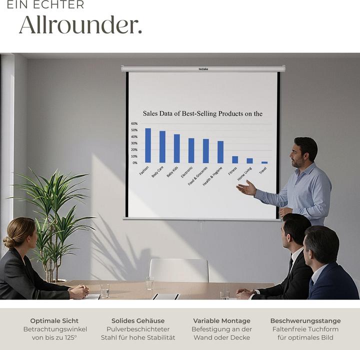 Produktbild tectake Rollo Beamer Leinwand (84.25", 1:1)