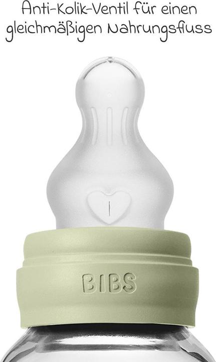 Actual product image Bibs Babyflaschen Glas-Flasche Baby Bottle Round 120 ml + Silikon-Trinksauger (120 ml)