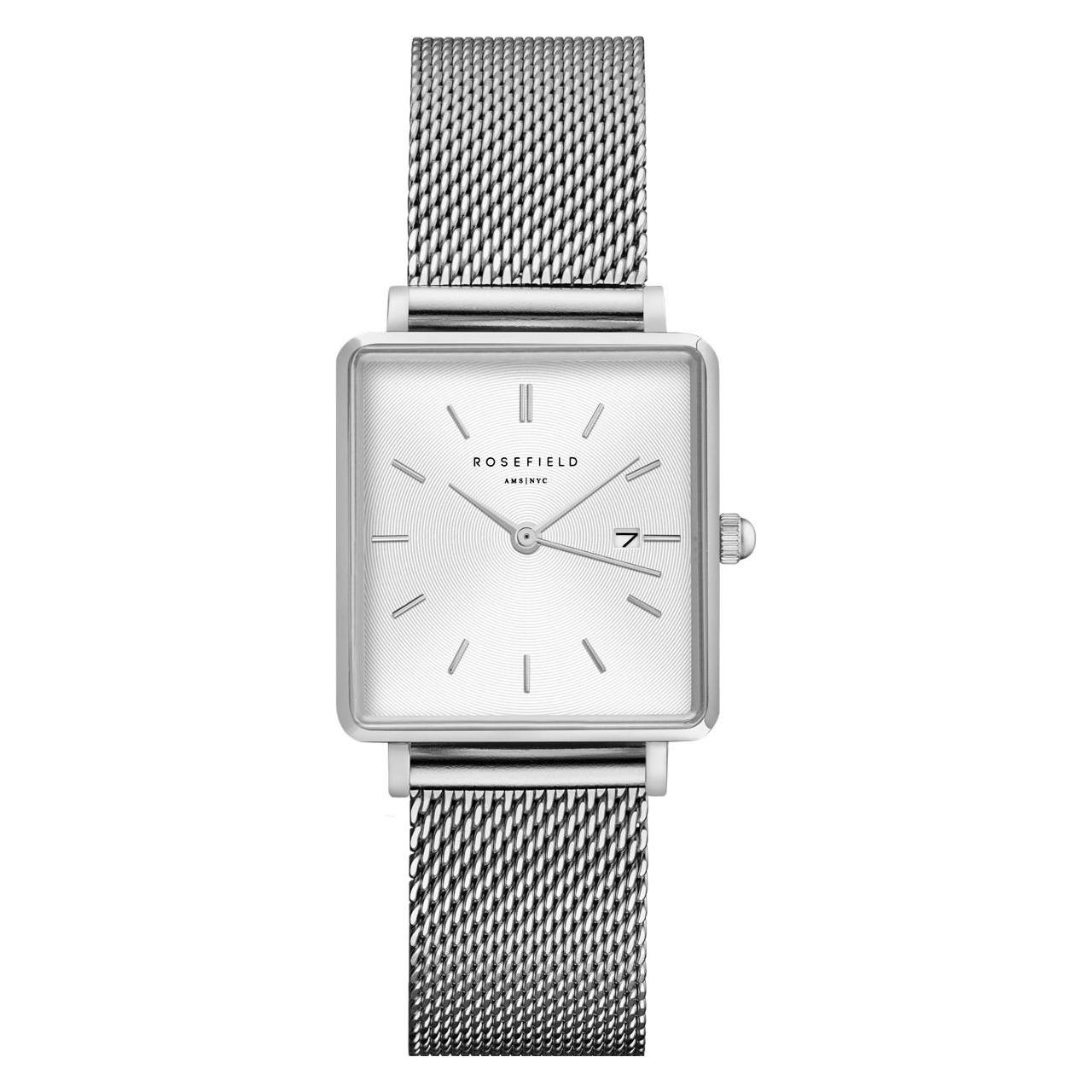Rosefield, Armbanduhr, The Boxy Mesh Silver, Silber, (Analoguhr, 26 mm)
