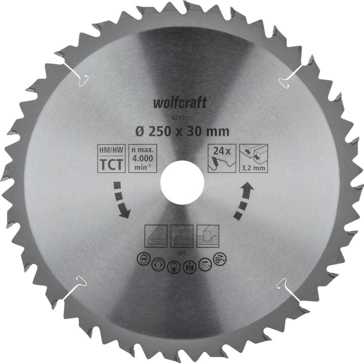 Produktbild wolfcraft 1 Tischkreissägebl. HM, 24 Zähne, ø250mm