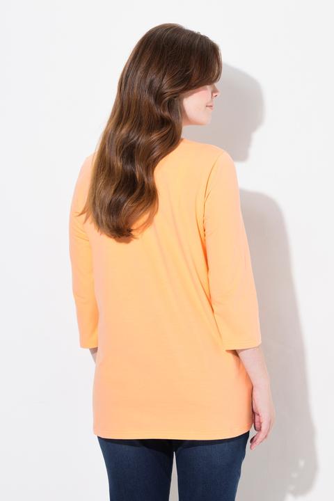 Immagine prodotto Ulla Popken Maglia dal taglio svasato con design naturale, scollo a V e maniche a 3/4 (50, 52)