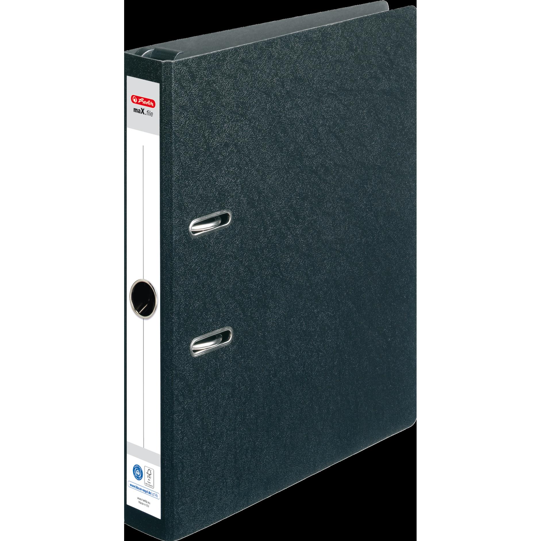 Herlitz, Ordner, Hängeordner maX.file, Rückenbreite: 50 mm, schwarz DIN A4, aus Hartpappe, aufgeklebtes Rückenschild (A4...