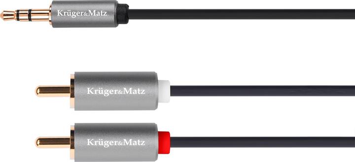 Krüger&Matz Kabel Kruger&Matz Jack 3.5mm - RCA (Cinch) x2 10m srebrny (KM1215) (10 m, AUX Kabel, Cinch Kabel)
