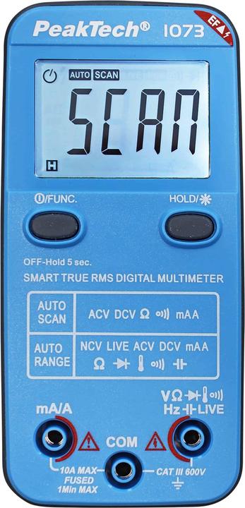 Produktbild Peaktech Smart-Multimeter, P 1073, 600 V AC/DC, NCV, True RMS (CAT III 600V)