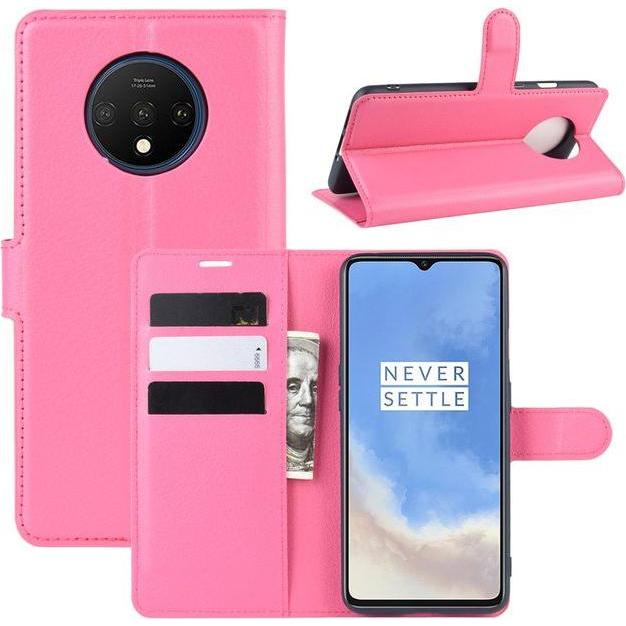 Thumbnail - MU Classic Litchi Leder Bookcover Series (OnePlus 7T), Smartphone Hülle, Rosa