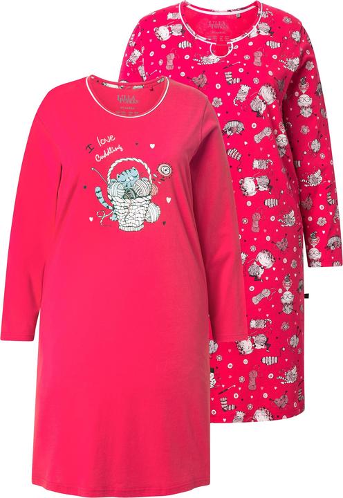 Actual product image Ulla Popken Bigshirts, 2er-Pack, Katzen, Rundhals, Langarm (50, 52)