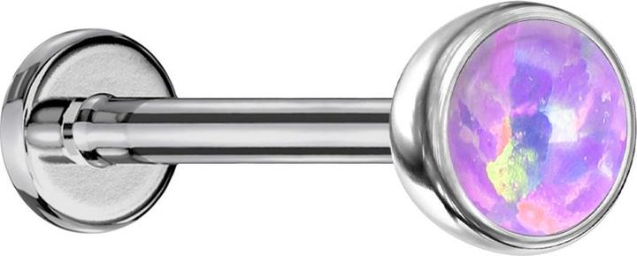 Produktbild Star Piercing Micro Threadless Labret silber Halbkugel mit Opal violett (ohne Messing, Titan)