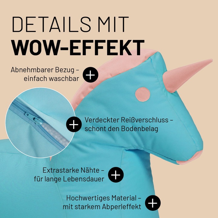 Produktbild Lumaland Sitzsack Einhorn 120 L, 75 x 65 cm