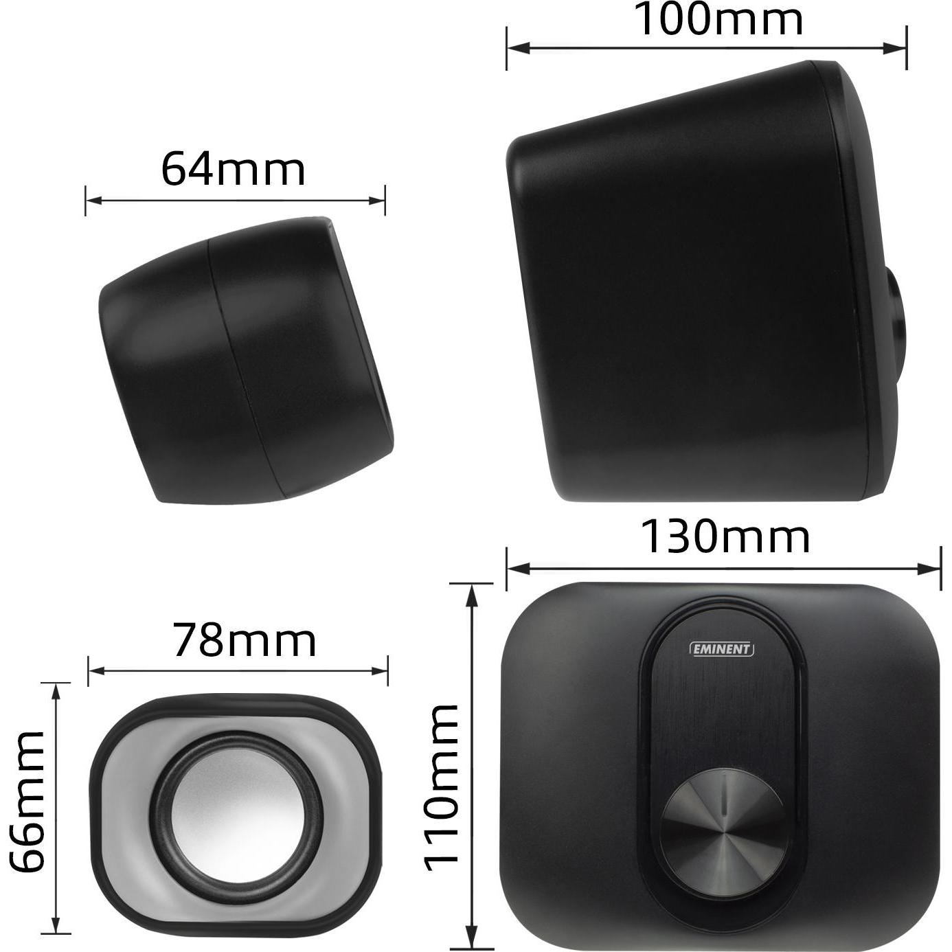 Thumbnail - Eminent 2.1 Stereo speaker set for PC and laptop, USB powered, PC Lautsprecher, Schwarz