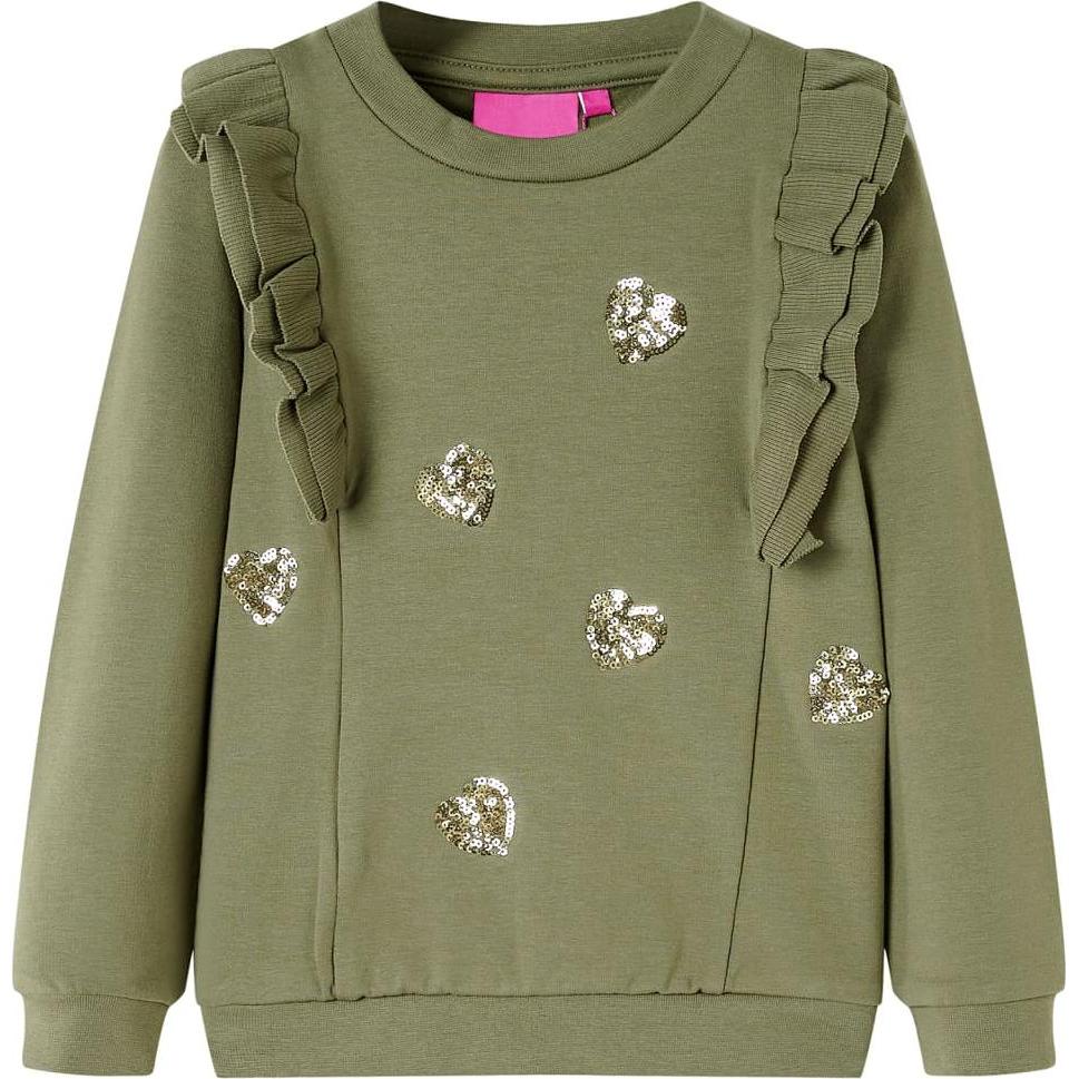 VidaXL, Jungen, Pullover, Kinder-Sweatshirt Khaki 128,Material: 95 % Baumwolle. 5, Grün, (128)