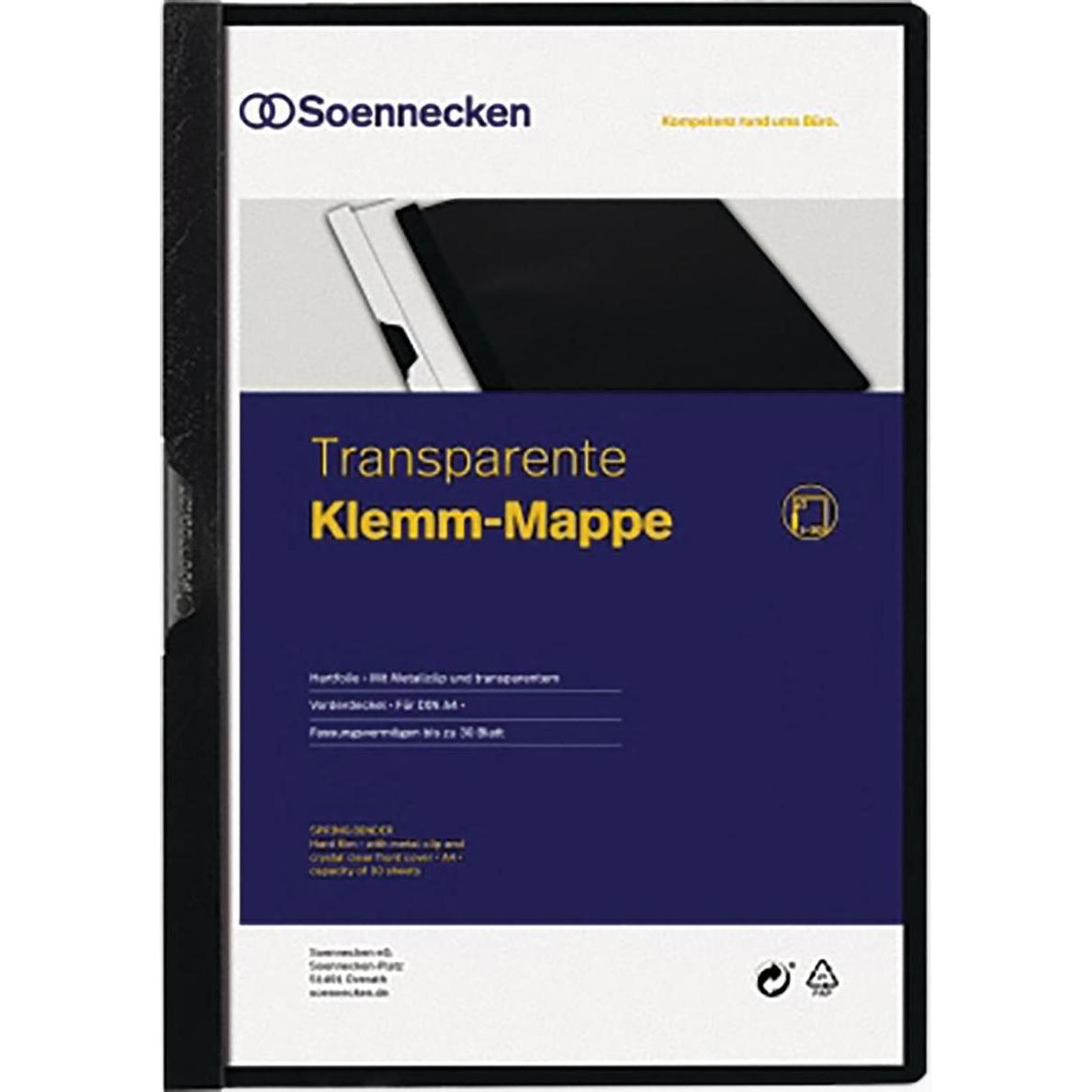 Soennecken, Mappe, Klemmmappe Verwendung für Papierformat: DIN A4 Werkstoff: Hartfolie (A4, 1 x)