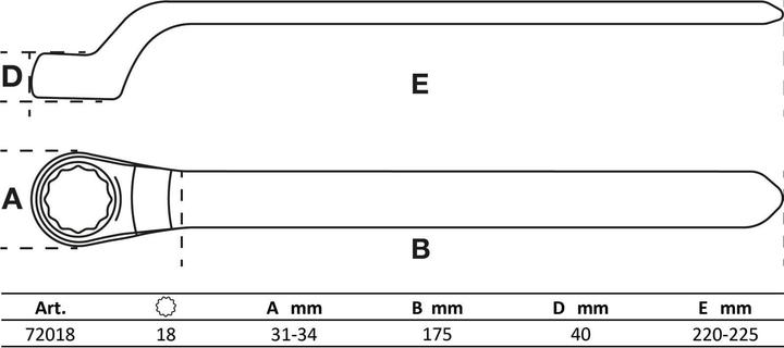 Immagine prodotto BGS Chiave ad anello semplice per elettricisti gomito stretto 18 mm (18 mm)