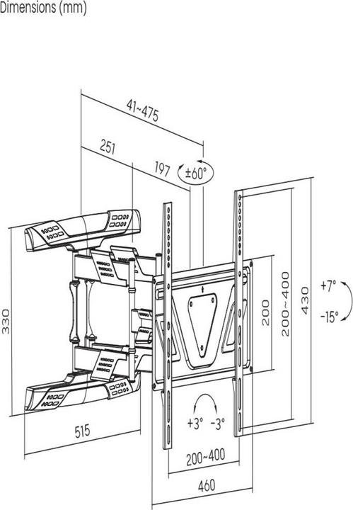 Actual product image SpeaKa Professional SpecialX TV wall mount (Wall, 45 kg, 32" - 70")