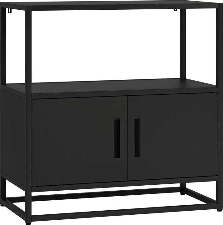 En.Casa Aktenschrank Hailuoto 80x40x82 cm Stahl Schwarz (80 x 40 x 82 cm)