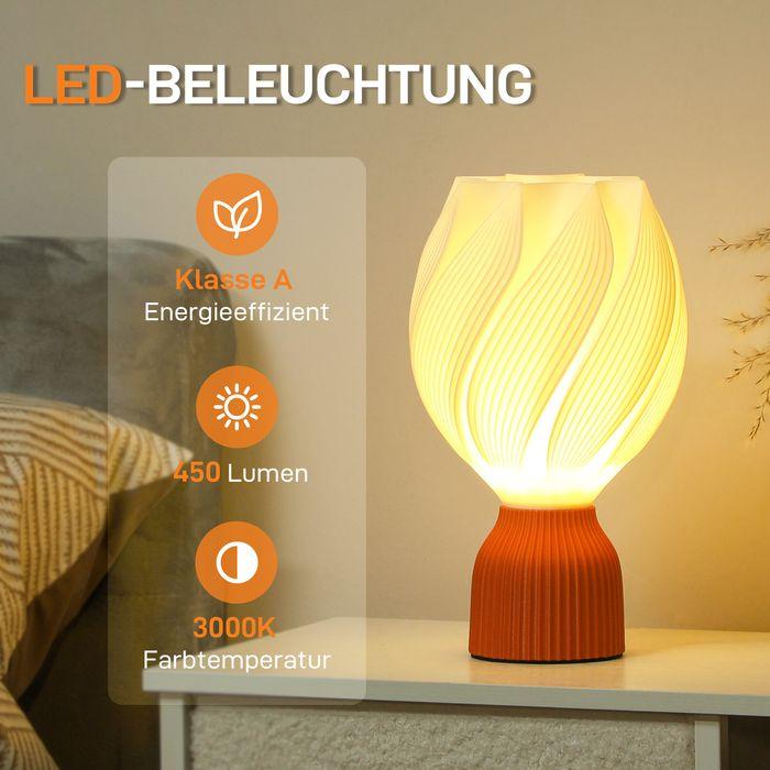 Actual product image Swisshandel24 Tischlampe, LED Tischleuchte mit 3D-Druck blütenähnlichen Lampenschirm Weiss (450 lm, E27)