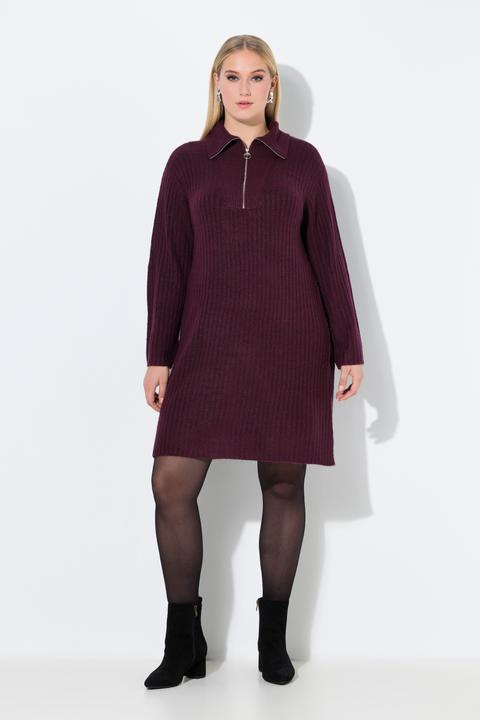 Actual product image Ulla Popken Ribbed Knit Long Sleeve Troyer Collar Dress (42, 44)