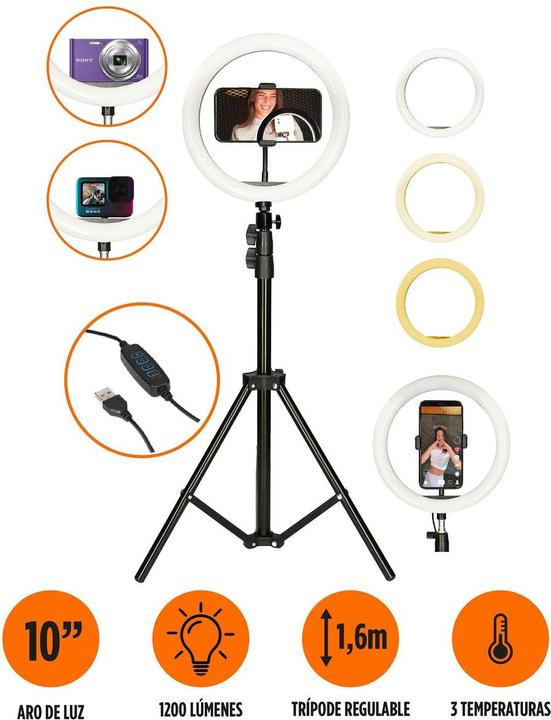 Produktbild KSIX Kit Studio Live Max LED Ring With Floor Tripod 1.60 M For Smartphone (Ringlicht)