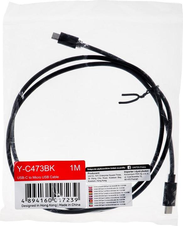Productafbeelding Unitek USB C Micro USB B (1 m, USB 2.0)