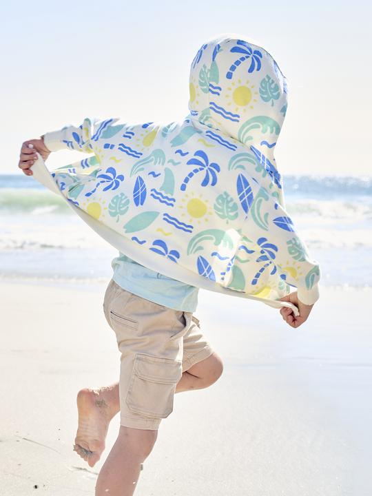 Actual product image Vertbaudet Boys' hooded sweat jacket with all-over surfer prints (128)