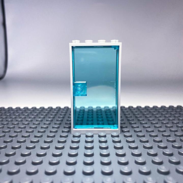 Produktbild LEGO Tür 1x4x6 Transparent Blau Tür + weisser Rahmen - NEU - 10x (LEGO Zubehör)
