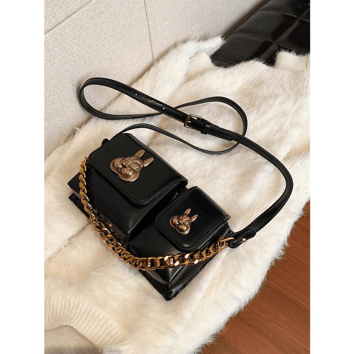 Produktbild Only-Bags.Store Retro-Dekor-Kreuztasche, trendige Ketten-Minihandtasche, Vintage-Mehrfachtaschen-Umhängetasche
