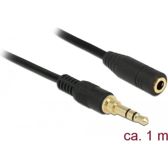 Delock Klinkenverlängerungskabel 3 Pin Stecker zu Buchse (1 m, Verlängerung), Audio Kabel