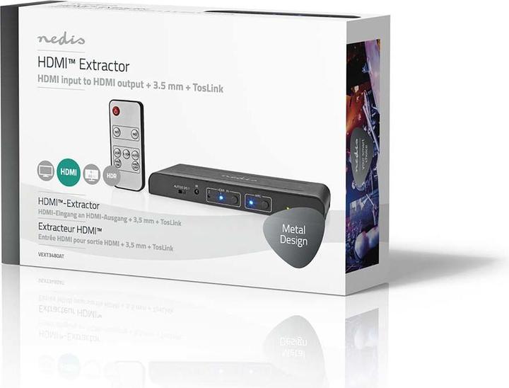 Actual product image Nedis HDMI ™ Extractor | HDMI™ input | TosLink socket / 2x HDMI™ output / 2x RCA / 3.5 mm | Maxim