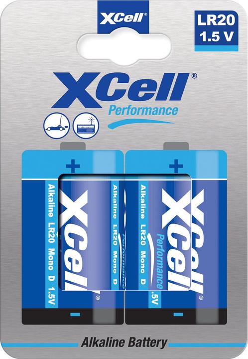XCell Batterie Typ D (Mono), LR20, Performance Alkaline, 1,5V, 4er Set (4 Stk., D)