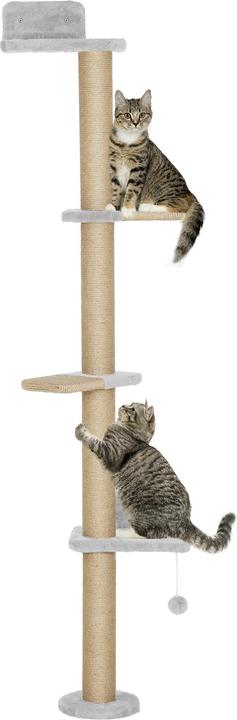 PawHut Kratzbaum Polyester, Spanplatte Hellgrau (180 cm, Hellgrau)
