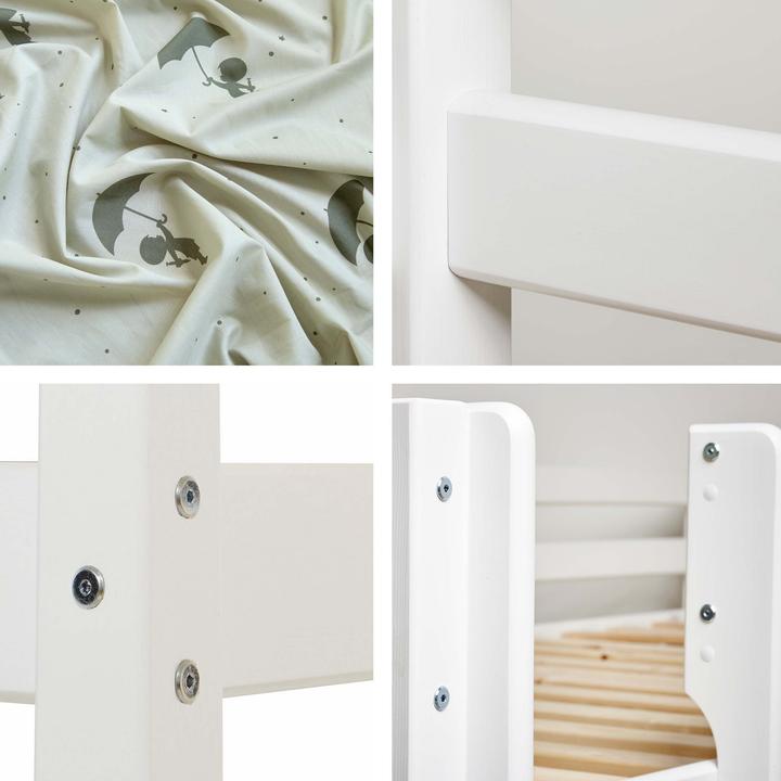 Actual product image Hoppekids ECO Comfort half high bed 90x200 with Green Ole Lukoie curtain, White (90 x 200 cm)