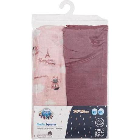 Canpol, Pucktuch + Nuscheli, Bonjour Paris Muslin Squares Diapers (70 cm, 70 cm)