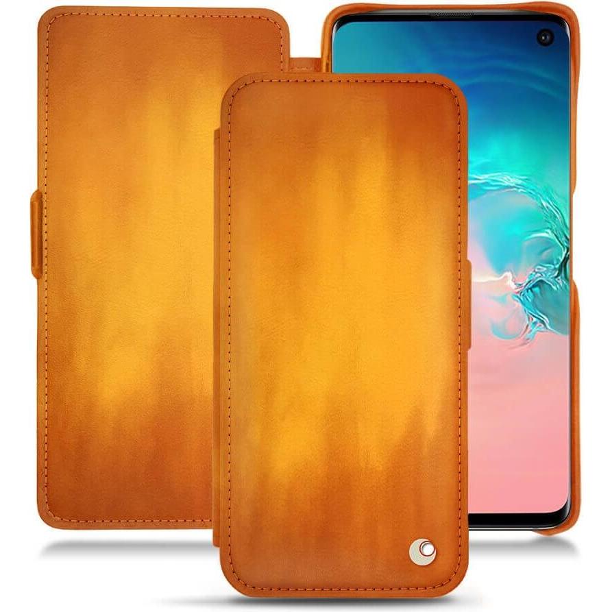 Noreve Lederschutzhülle horizontal (Samsung Galaxy S10e), Smartphone Hülle, Orange
