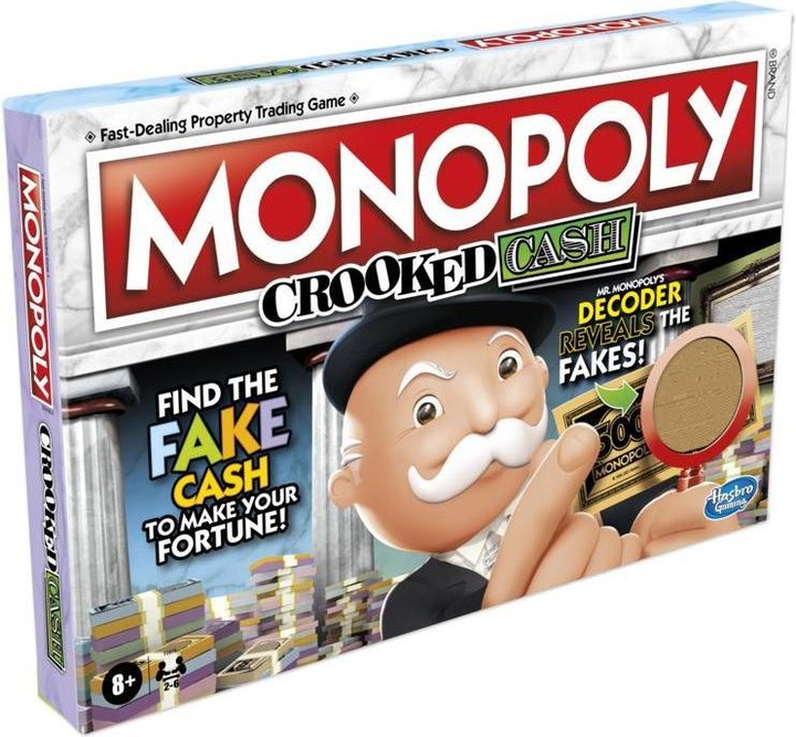 Hasbro Monopoly Crooked Cash Board game Economic simulation (Finnish)