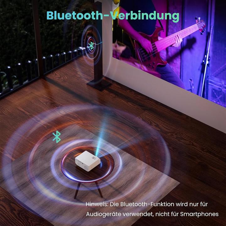 Image du produit Hopvision Mini Beamer WiFi Bluetooth Full HD 1080P 4K Home Cinema avec fonction zoom (Full HD, 12000 lm)