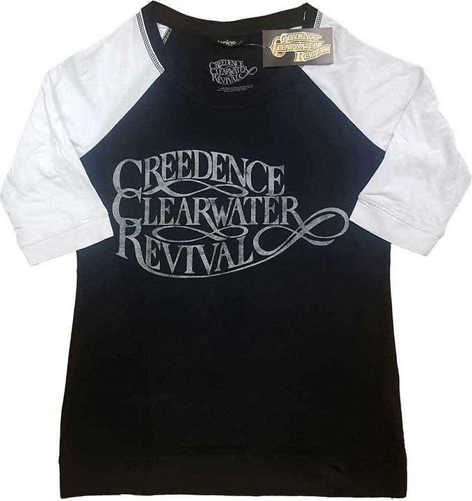 Creedence Clearwater Revival Vintage Logo (Black, White) Raglan (Girlie)