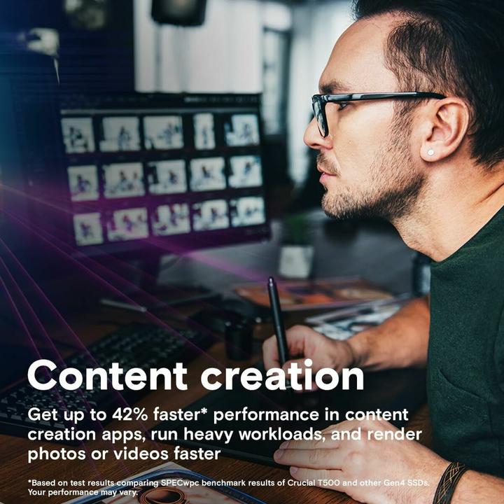 Produktbild Crucial T500 mit Kühlkörper (4000 GB, M.2 2280)